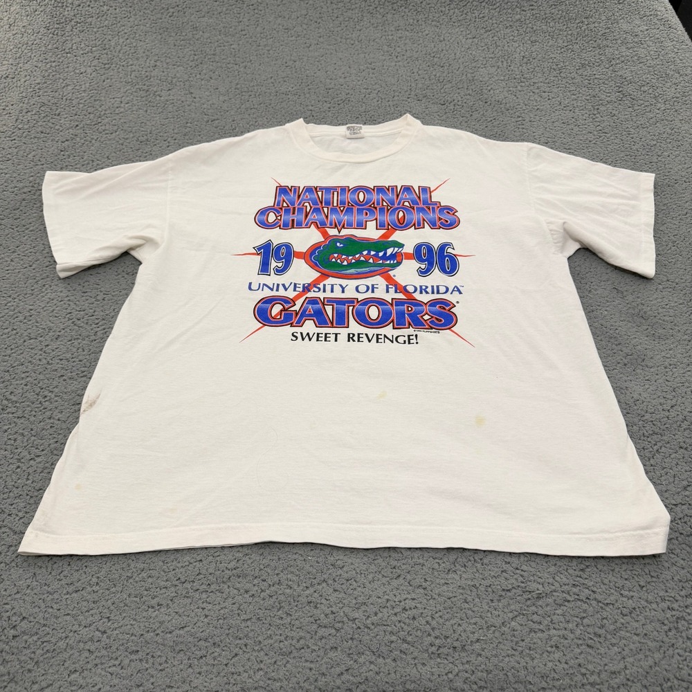 Vintage 1996 Florida Gators National Champions T-Shirt Ruppshirts XXL White USA